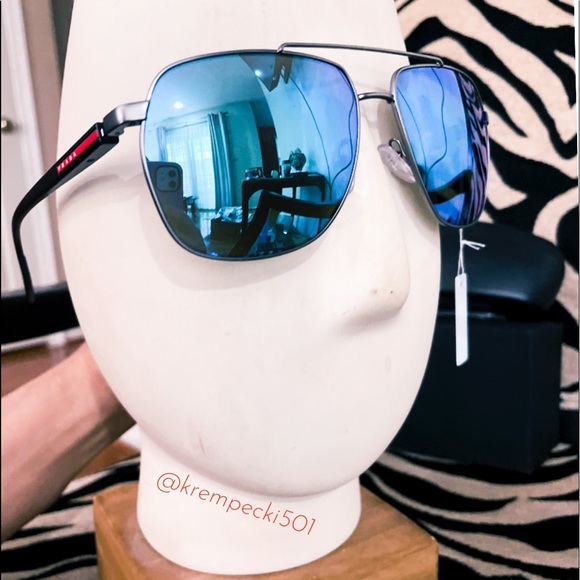 PRADA unisex mirrored blue auth/new sunglasses - Picture 4 of 10